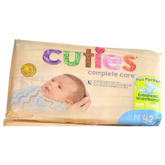 42~Cuties Complete Care Baby Diapers, Size 0 Newborn, 1~Packs of 42 - Picture 4 of 11